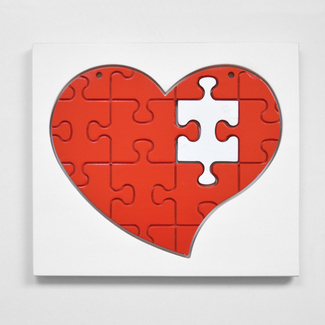 Corazón Puzzle San Valentín de Madera Rojo